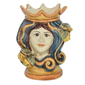 testa di caltagirone H15 blu e arancio